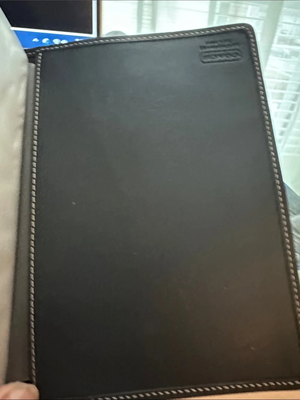 EUC Coach Black Leather Gray Canvas Organizer rare - Picture 15 of 16